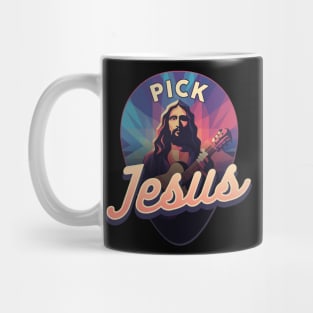 Pick Jesus Inspirational Guitar Pick Musician Design Mug